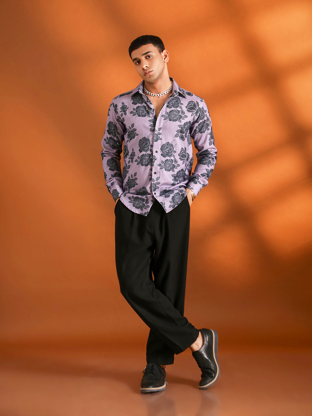 Floral Printed Purple Shirt