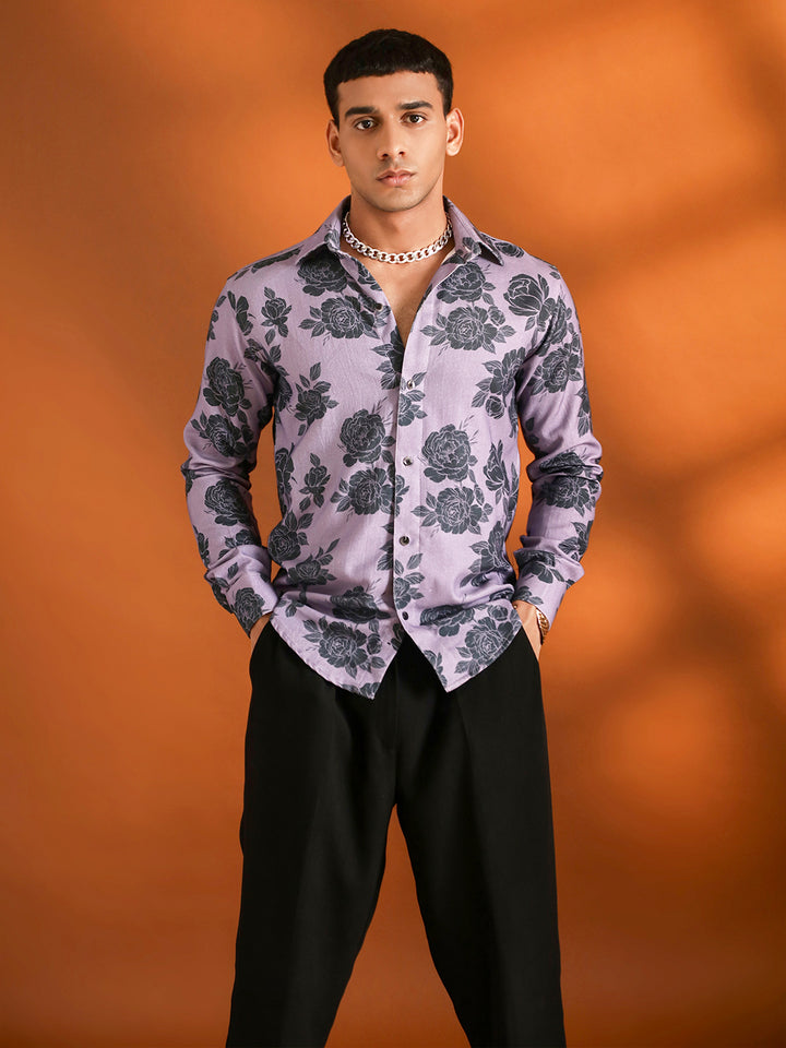 Floral Printed Purple Shirt