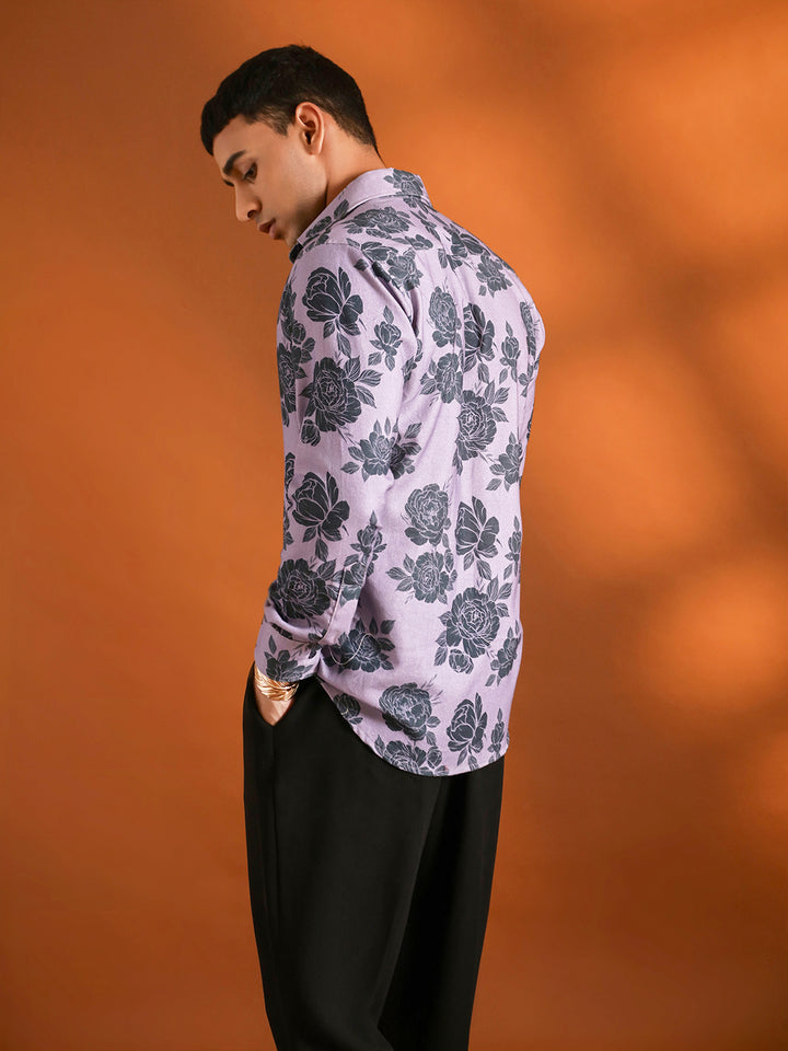 Floral Printed Purple Shirt